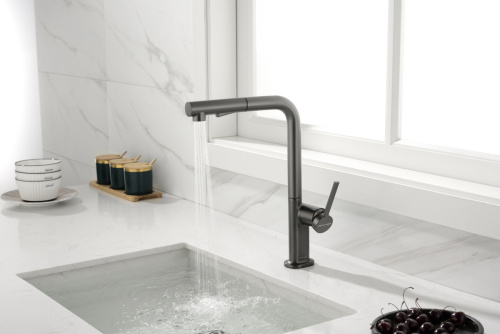 Смеситель для кухни Paulmark NEO Ne214419-GM на мойку серый - фото 4